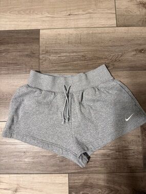 Nike Gray Knit Drawcord Athletic Shorts with Swoosh